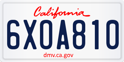 CA license plate 6XOA810