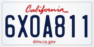 CA license plate 6XOA811