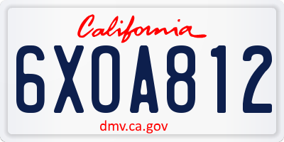 CA license plate 6XOA812