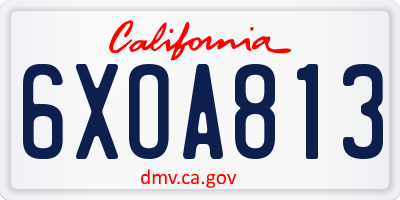 CA license plate 6XOA813