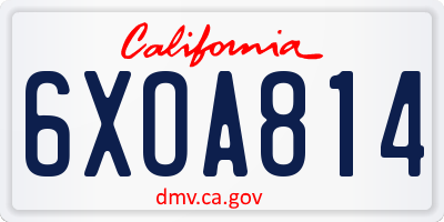 CA license plate 6XOA814