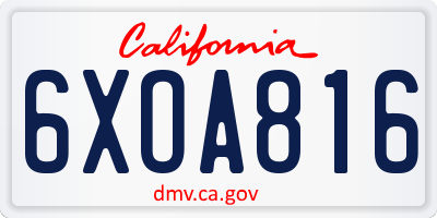 CA license plate 6XOA816