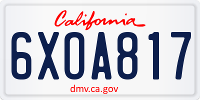 CA license plate 6XOA817
