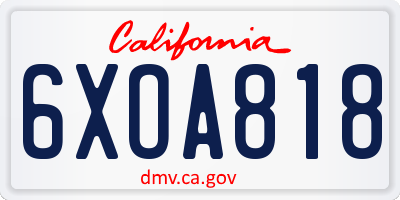 CA license plate 6XOA818