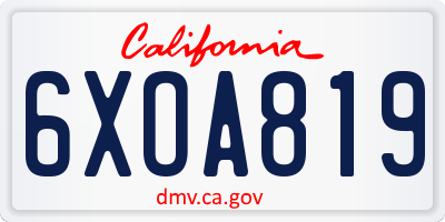 CA license plate 6XOA819