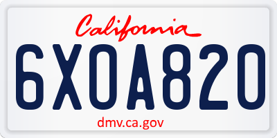 CA license plate 6XOA820