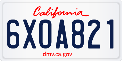 CA license plate 6XOA821