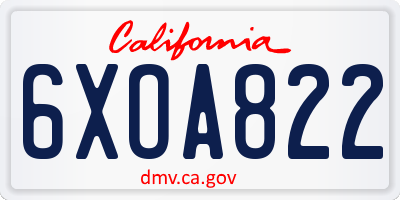 CA license plate 6XOA822
