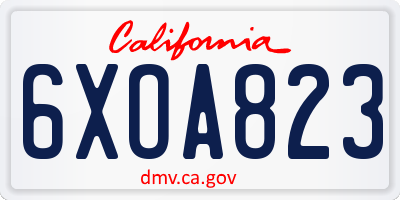 CA license plate 6XOA823
