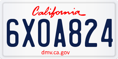 CA license plate 6XOA824