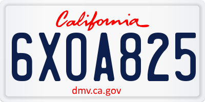 CA license plate 6XOA825