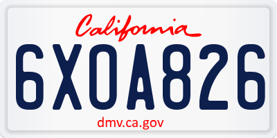 CA license plate 6XOA826
