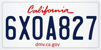 CA license plate 6XOA827