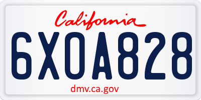 CA license plate 6XOA828