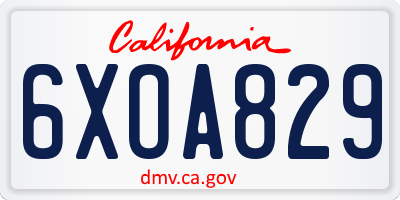 CA license plate 6XOA829