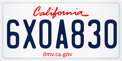 CA license plate 6XOA830
