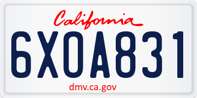 CA license plate 6XOA831