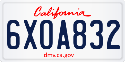 CA license plate 6XOA832