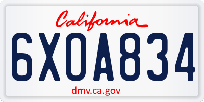 CA license plate 6XOA834