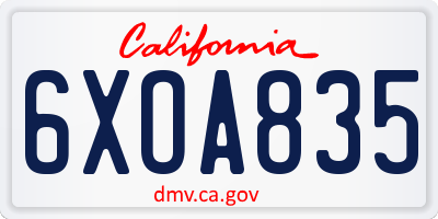 CA license plate 6XOA835