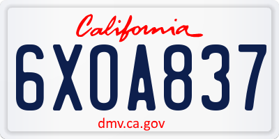 CA license plate 6XOA837