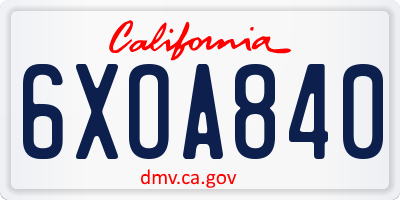 CA license plate 6XOA840