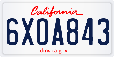 CA license plate 6XOA843
