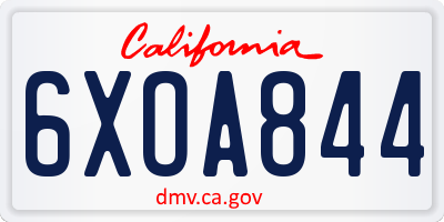 CA license plate 6XOA844