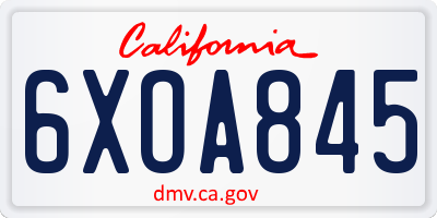 CA license plate 6XOA845