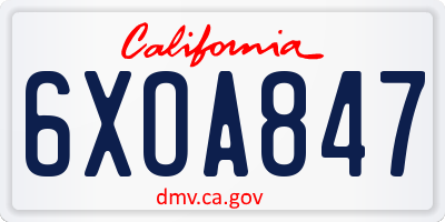 CA license plate 6XOA847
