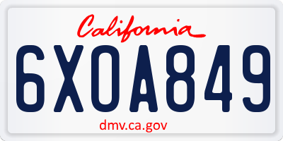 CA license plate 6XOA849