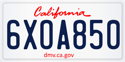 CA license plate 6XOA850