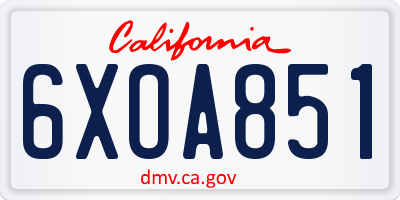 CA license plate 6XOA851