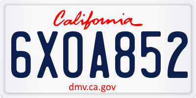 CA license plate 6XOA852