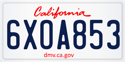 CA license plate 6XOA853