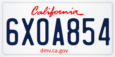 CA license plate 6XOA854