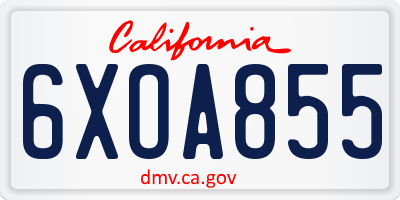 CA license plate 6XOA855