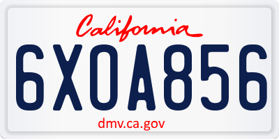 CA license plate 6XOA856