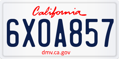 CA license plate 6XOA857