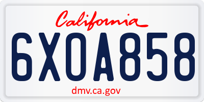 CA license plate 6XOA858