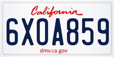 CA license plate 6XOA859