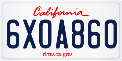 CA license plate 6XOA860