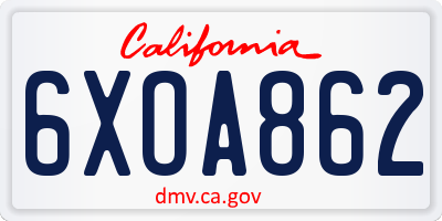 CA license plate 6XOA862