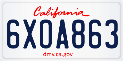 CA license plate 6XOA863