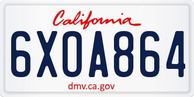 CA license plate 6XOA864