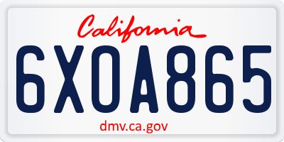 CA license plate 6XOA865