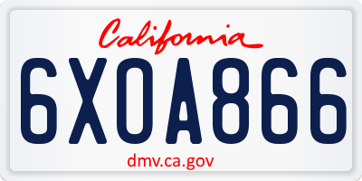 CA license plate 6XOA866