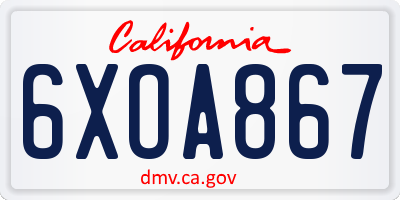 CA license plate 6XOA867