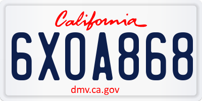 CA license plate 6XOA868
