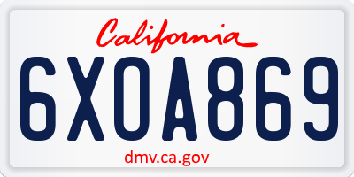 CA license plate 6XOA869